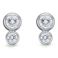 18K White Gold 2 Stone Stud Earrings