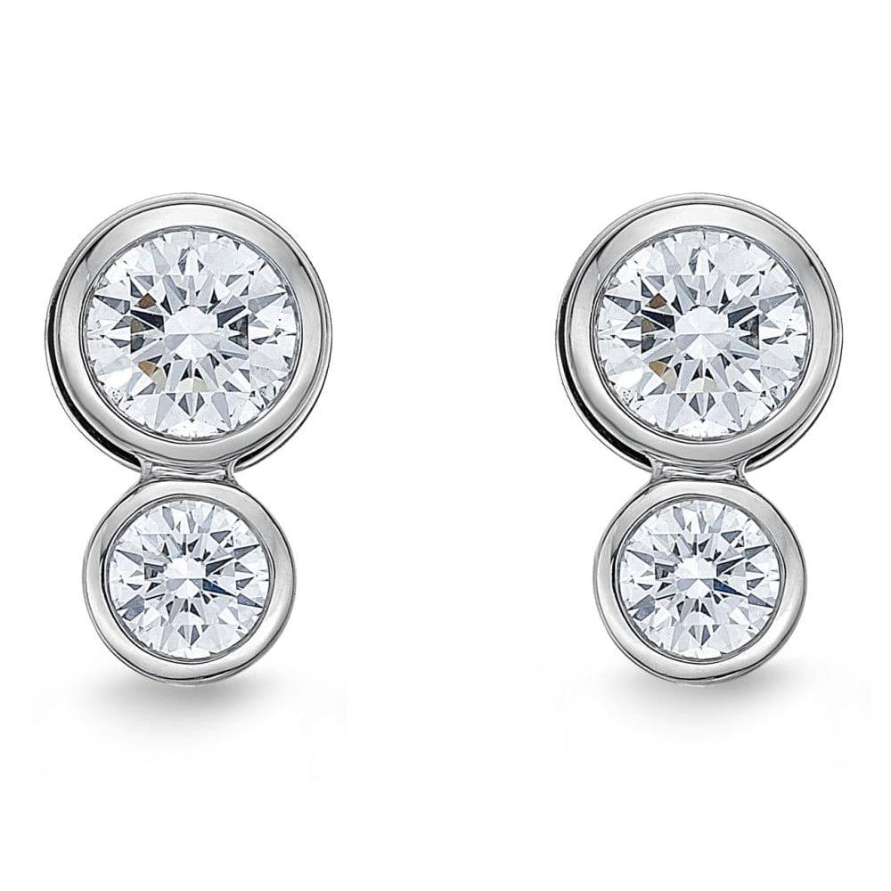 18K White Gold 2 Stone Stud Earrings