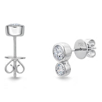 18K White Gold 2 Stone Stud Earrings
