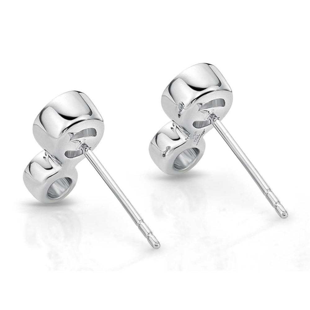 18K White Gold 2 Stone Stud Earrings