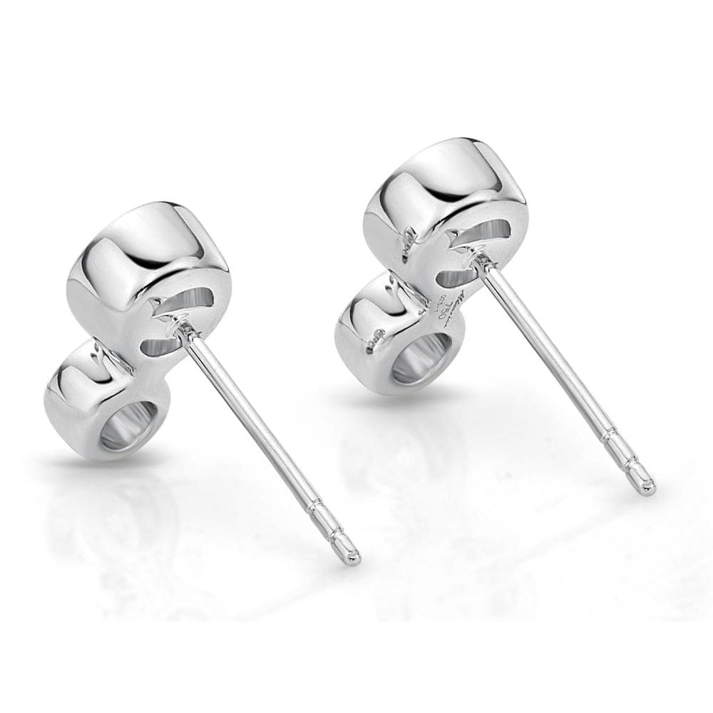 18K White Gold 2 Diamond Bezel Set Stud Earrings, 18k white gold, Long's Jewelers