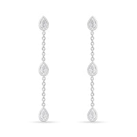 18K White Gold Pear Shape Diamond Drop Earrings, 18k white gold, Long's Jewelers