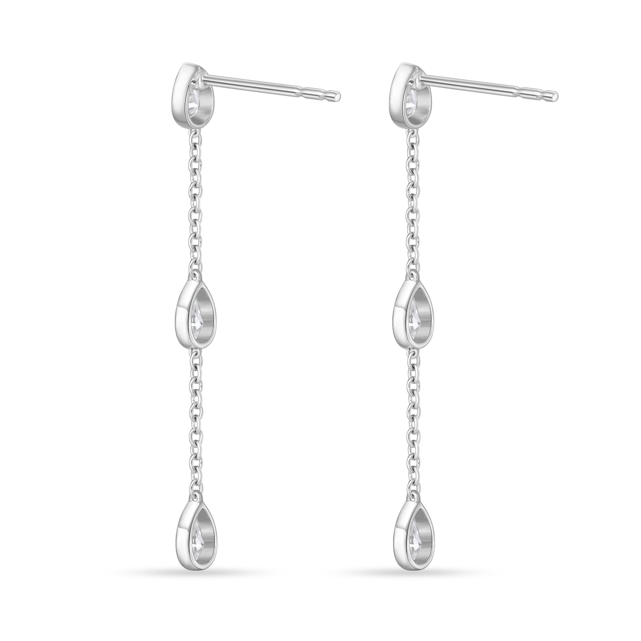 18K White Gold Pear Shape Diamond Drop Earrings, 18k white gold, Long's Jewelers