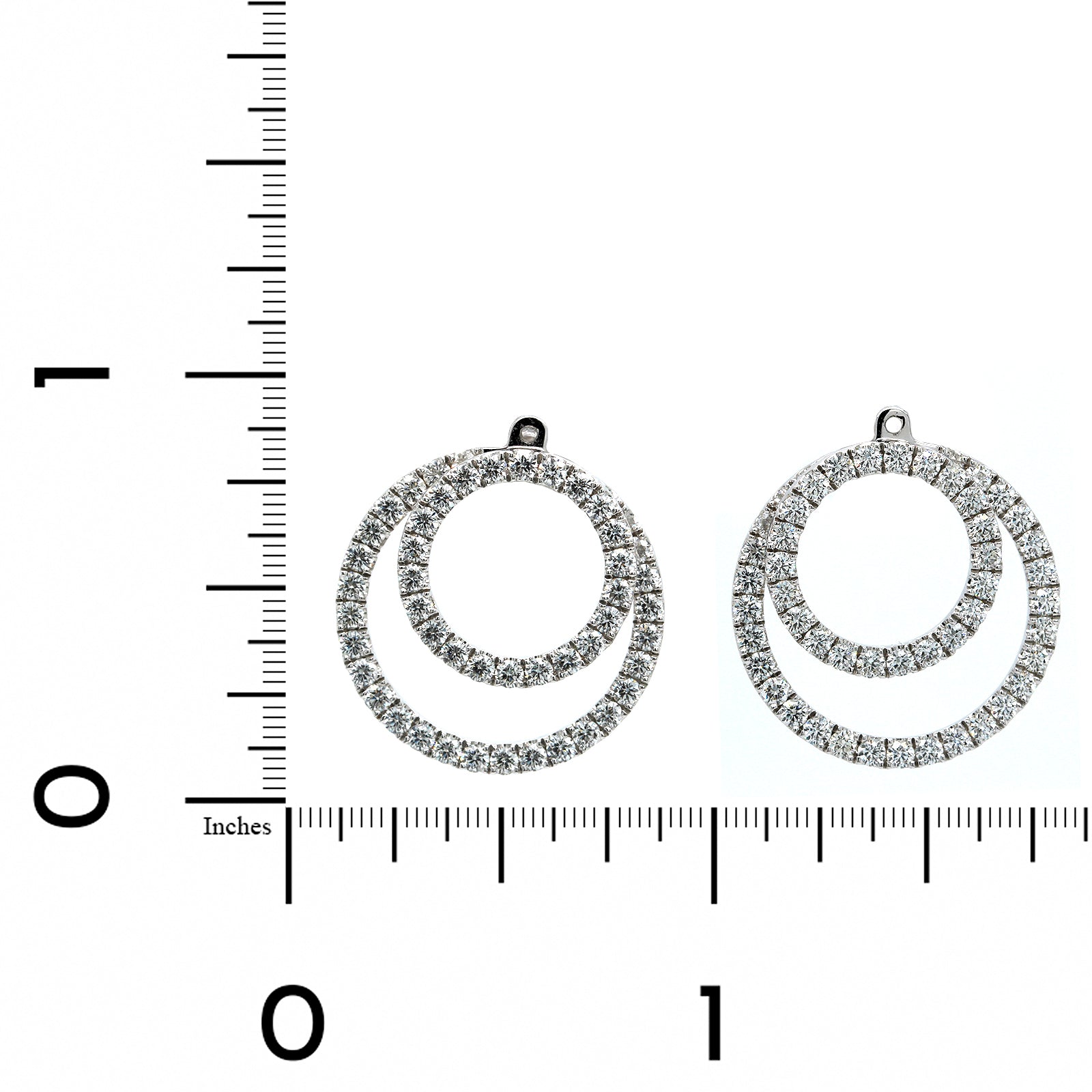 18K White Gold Diamond Circle Jacket Earrings