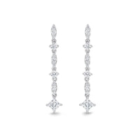 18K White Gold Princess Diamond Drop Earrings, 18k white gold, Long's Jewelers