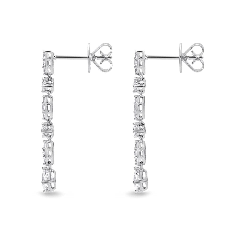 18K White Gold Princess Diamond Drop Earrings, 18k white gold, Long's Jewelers
