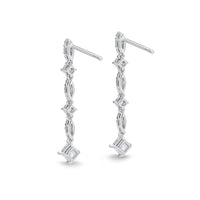 18K White Gold Princess Diamond Drop Earrings, 18k white gold, Long's Jewelers