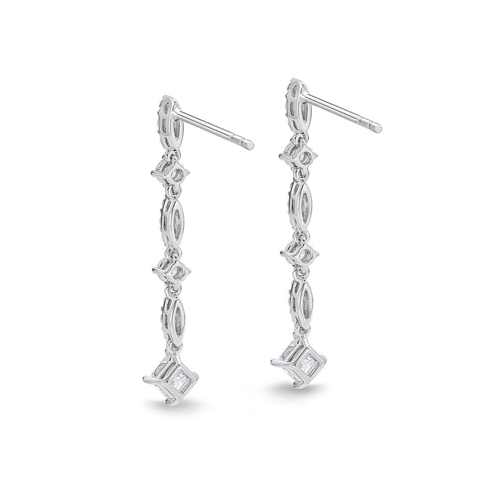 18K White Gold Princess Diamond Drop Earrings, 18k white gold, Long's Jewelers