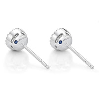 18K White Gold Diamond Bead Halo Stud Earrings, 18k white gold, Long's Jewelers