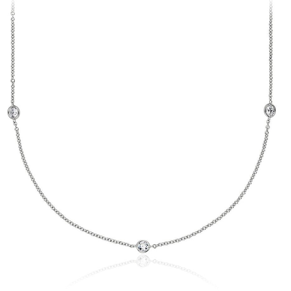 18K White Gold Diamond By The Yard Necklace