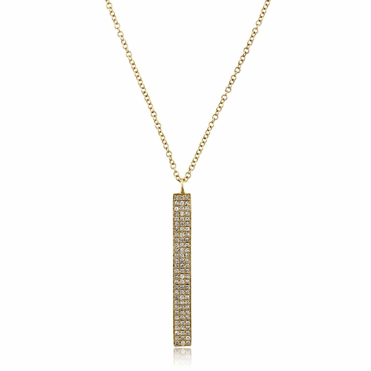 14K Yellow Gold Diamond Vertical Bar Necklace