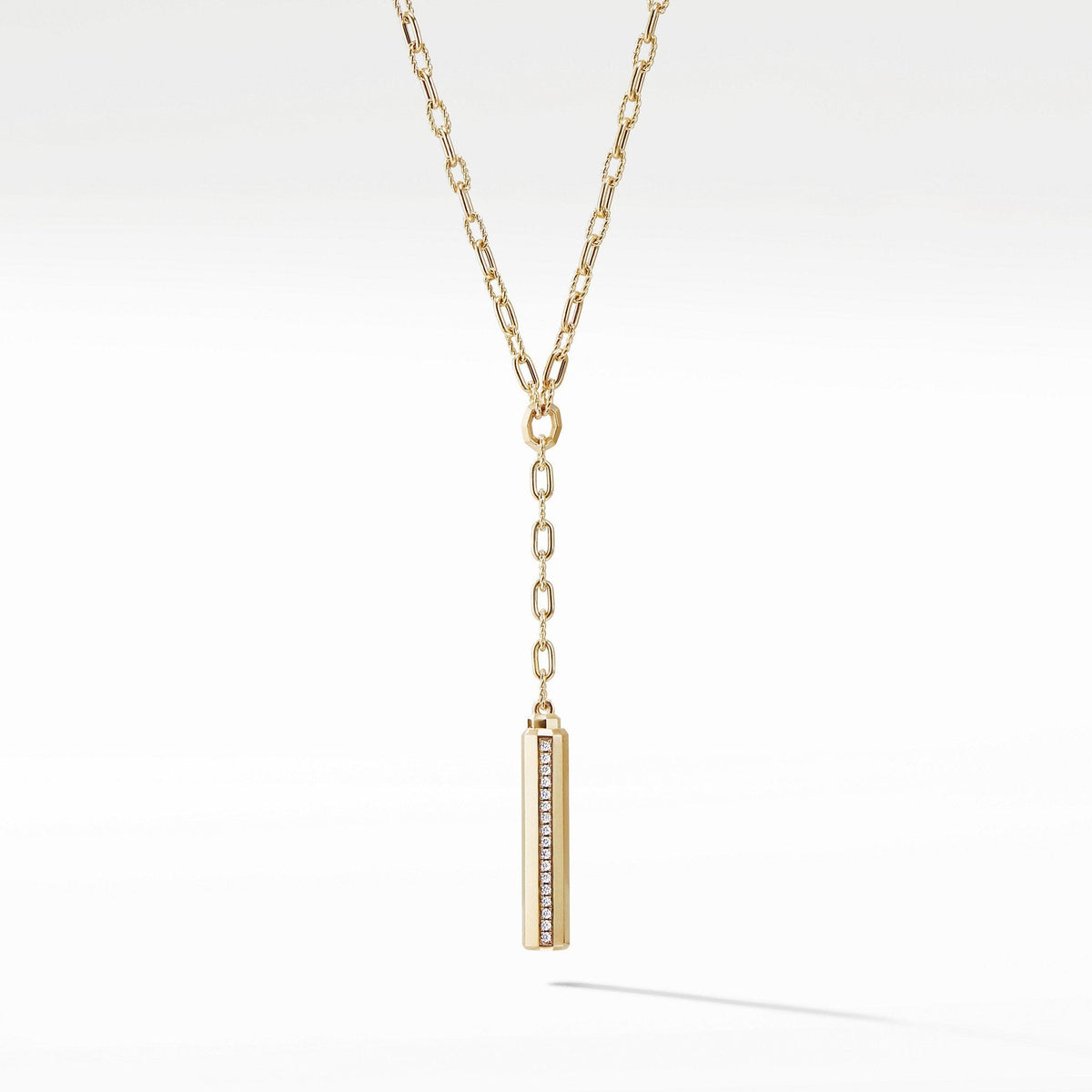 Barrels Y Necklace with Diamonds in 18K Gold