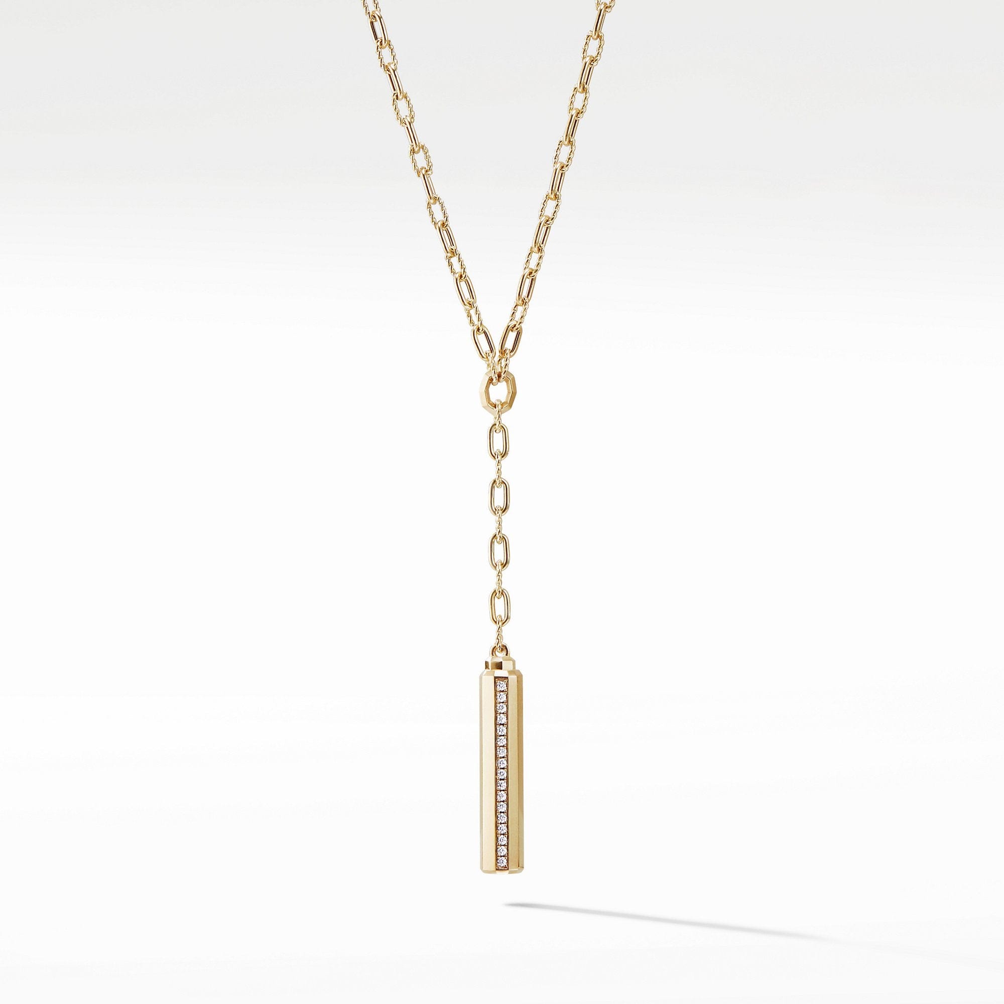 Barrels Y Necklace with Diamonds in 18K Gold