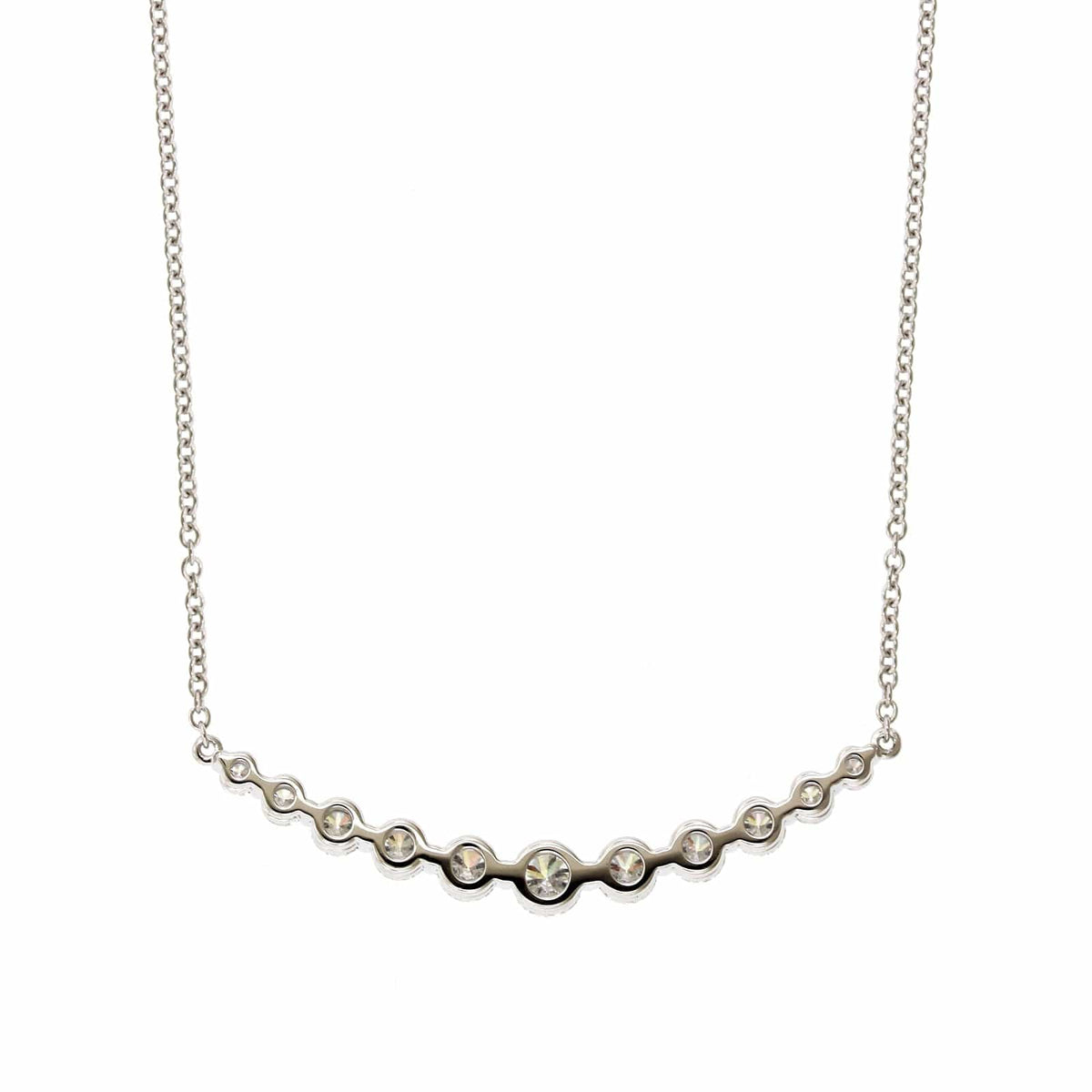 18K White Gold Diamond Line Necklace
