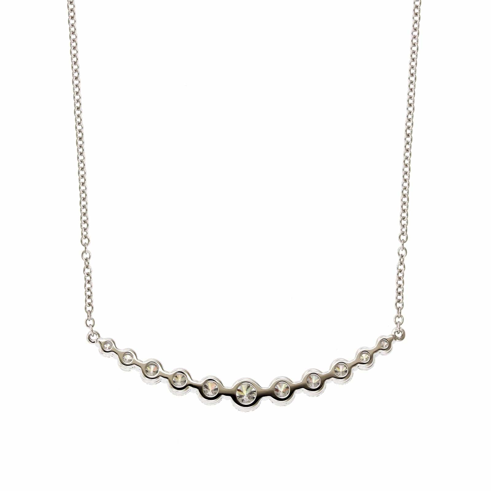 18K White Gold Diamond Line Necklace