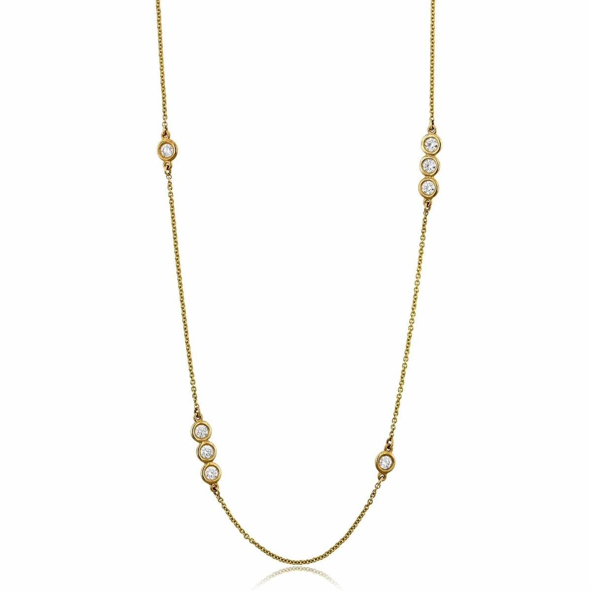 14K Yellow Gold Diamond Bezel Necklace