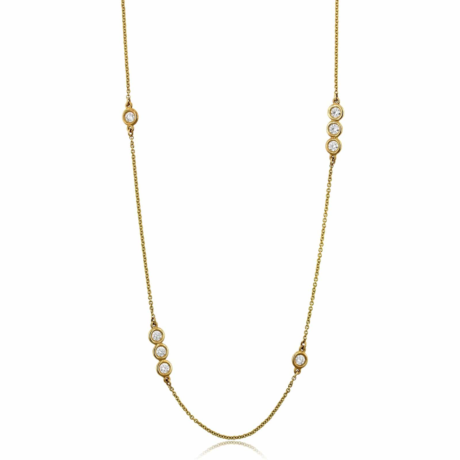 14K Yellow Gold Diamond Bezel Necklace