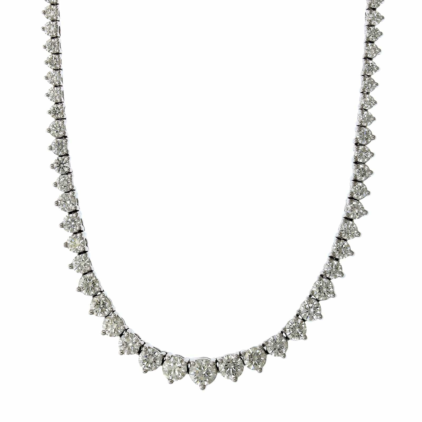 18K White Gold Graduated Diamond Tennis Necklace