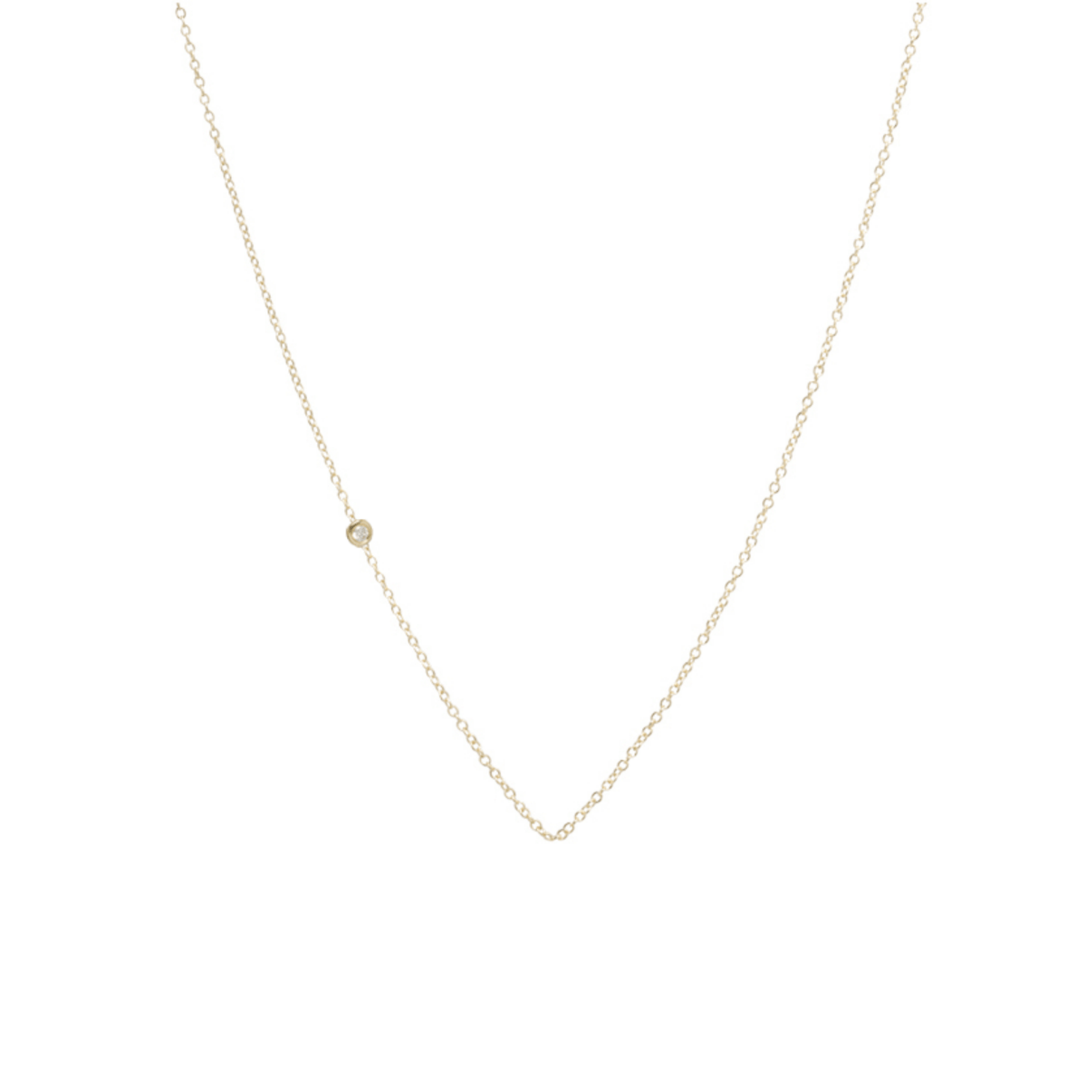 14K Yellow Gold Floating Diamond Necklace