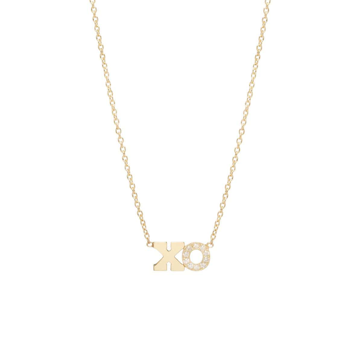 14K Yellow Gold Diamond "XO" Necklace