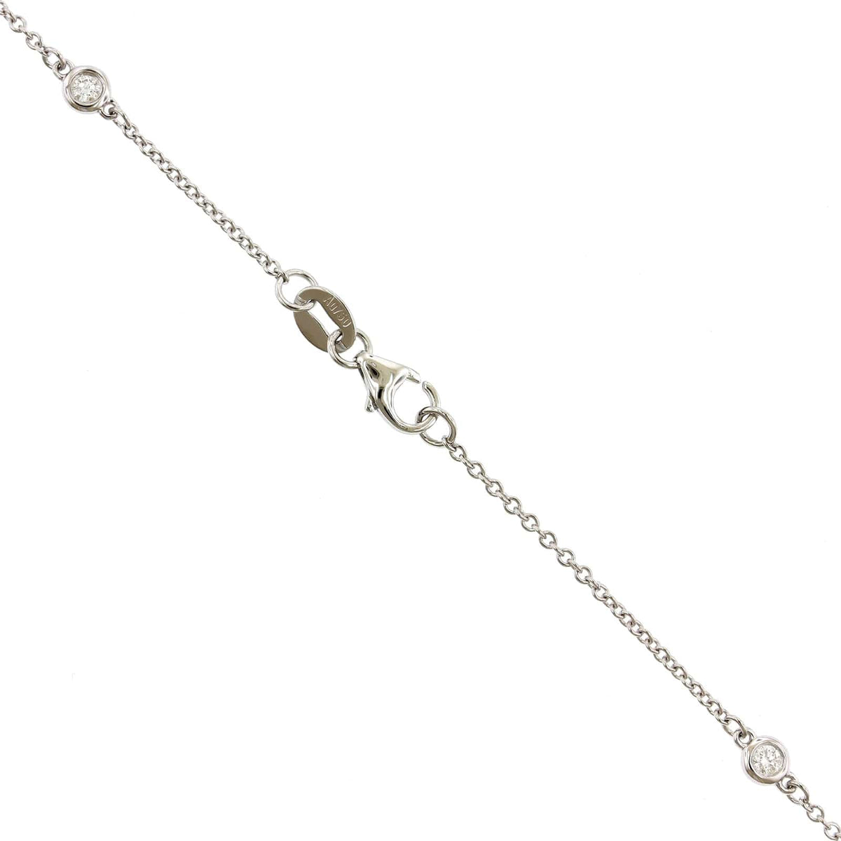 18K White Gold 19 Stone Diamond By The Yard Necklace