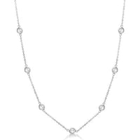18K White Gold 19 Stone Diamond By The Yard Necklace