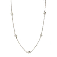 18K White Gold 7 Stone Diamond By The Yard Necklace