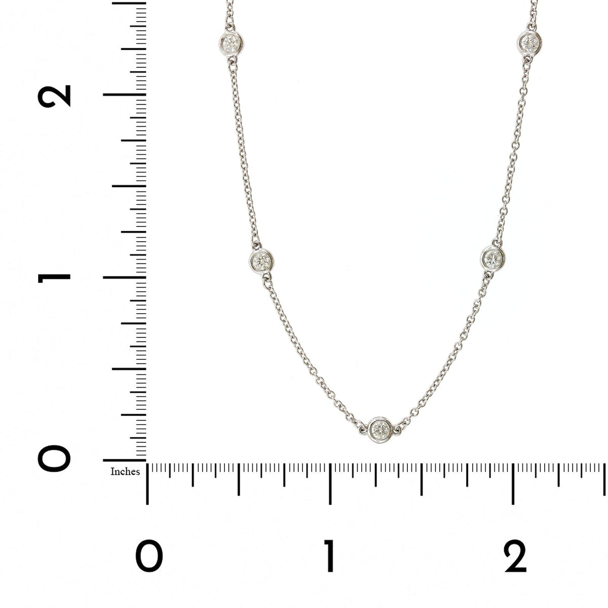 18K White Gold 7 Stone Diamond By The Yard Necklace