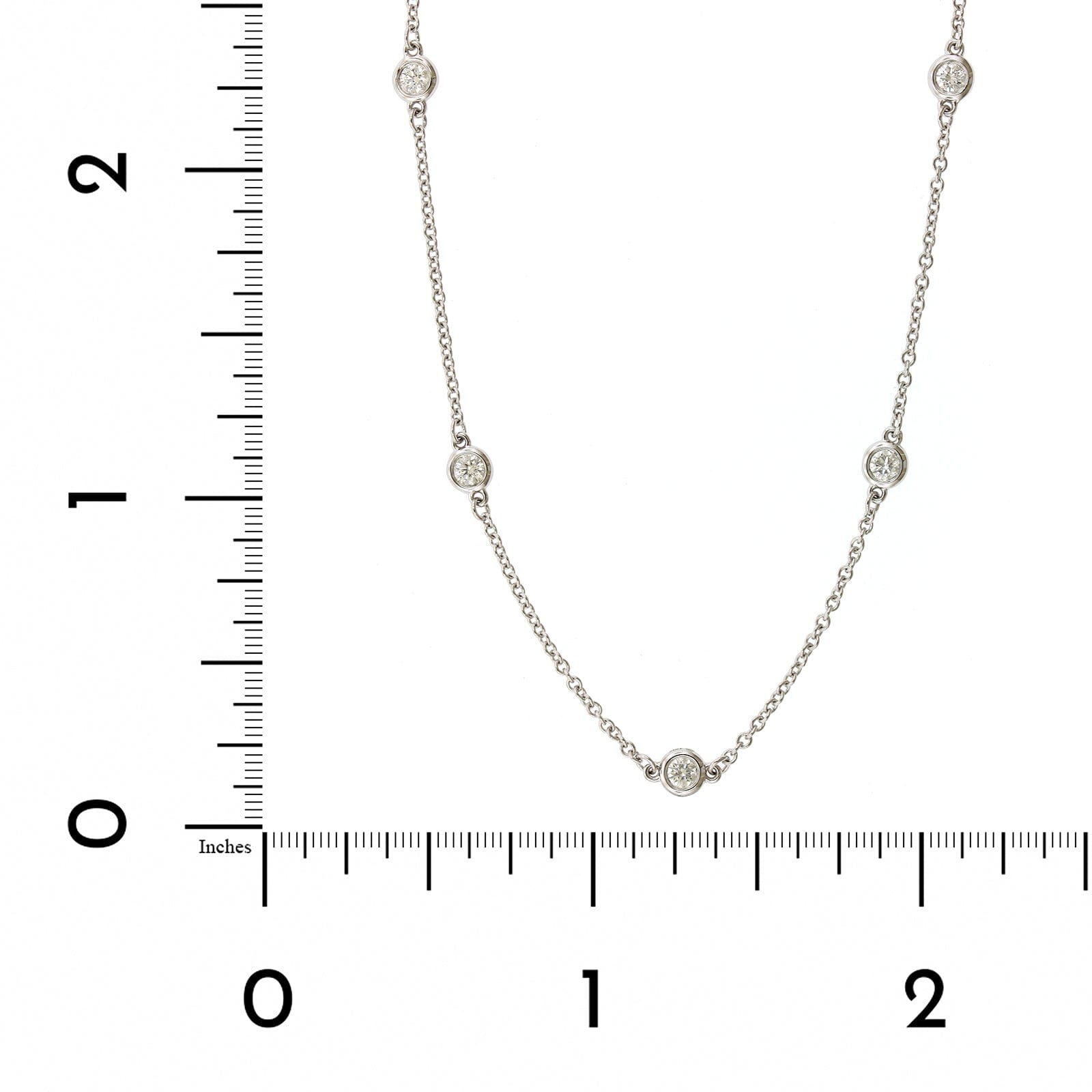 18K White Gold 7 Stone Diamond By The Yard Necklace