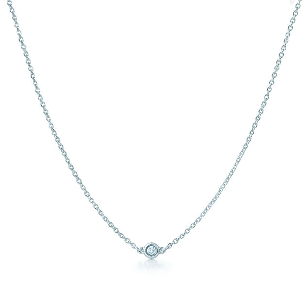 18K White Gold 1 Stone Diamond By The Yard Necklace