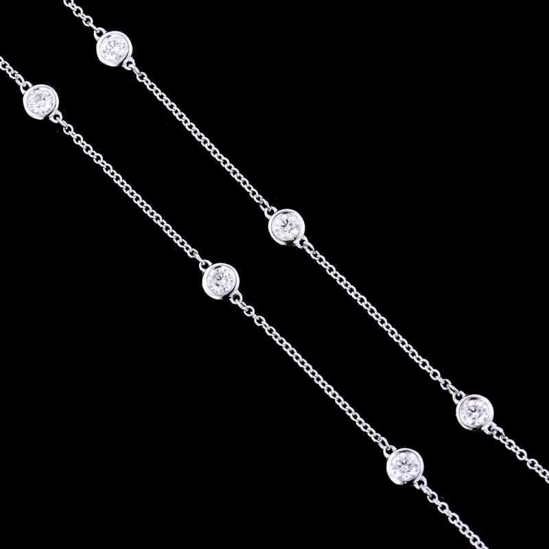18K White Gold 6 Stone Diamond By The Yard Necklace