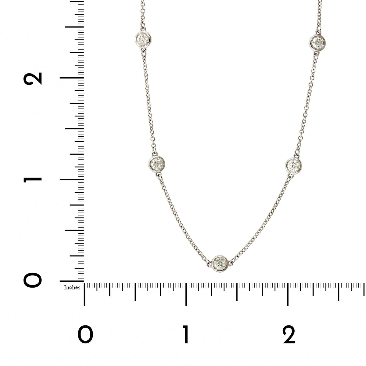 18K White Gold 13 Stone Diamond By The Yard Necklace
