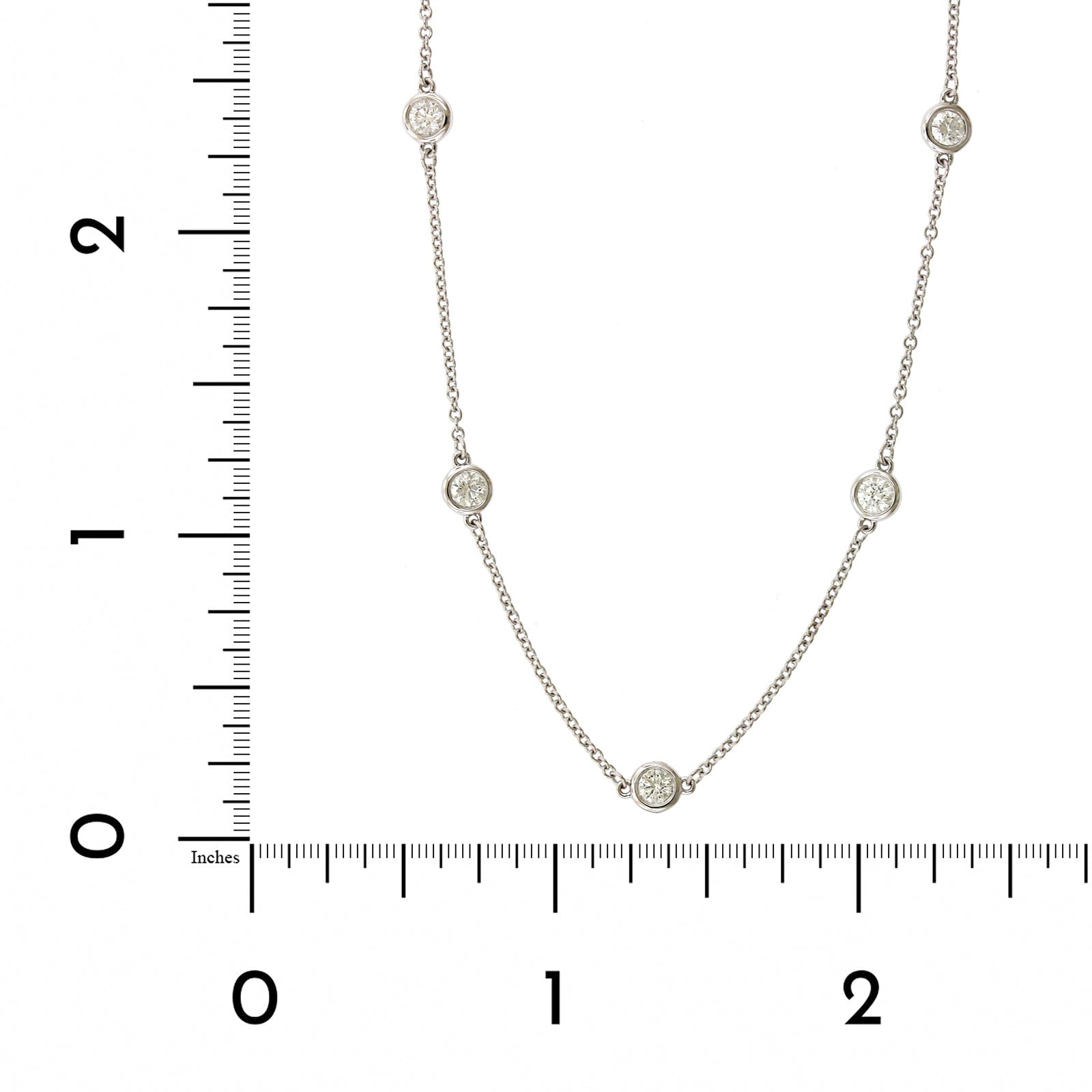 18K White Gold 13 Stone Diamond By The Yard Necklace
