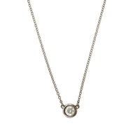 18K White Gold Bezel Set Round Diamond Pendant