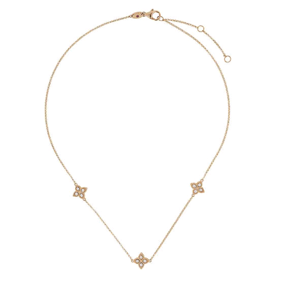 18K Yellow Gold Flower Diamond Necklace
