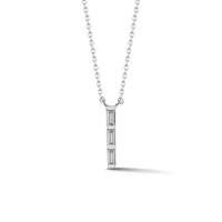 14K White Gold Vertical Diamond Bar Necklace