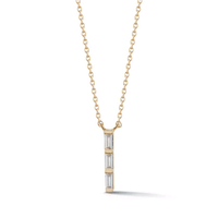 14K Yellow Gold Vertical Diamond Bar Necklace
