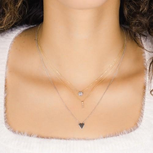 14K Yellow Gold Vertical Diamond Bar Necklace