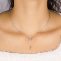 14K White Gold Vertical Diamond Bar Necklace