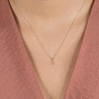 14K Rose Gold Vertical Baguette Diamond Necklace