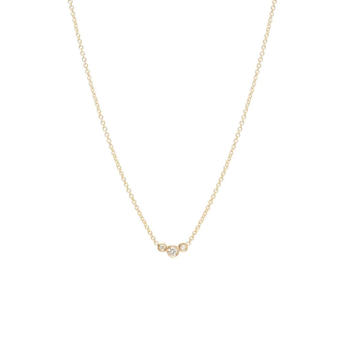 14K Yellow Gold 3 Stone Diamond Necklace