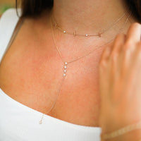 14K Yellow Gold Diamond Bar Necklace