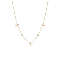 14K Yellow Gold Diamond Bar Necklace