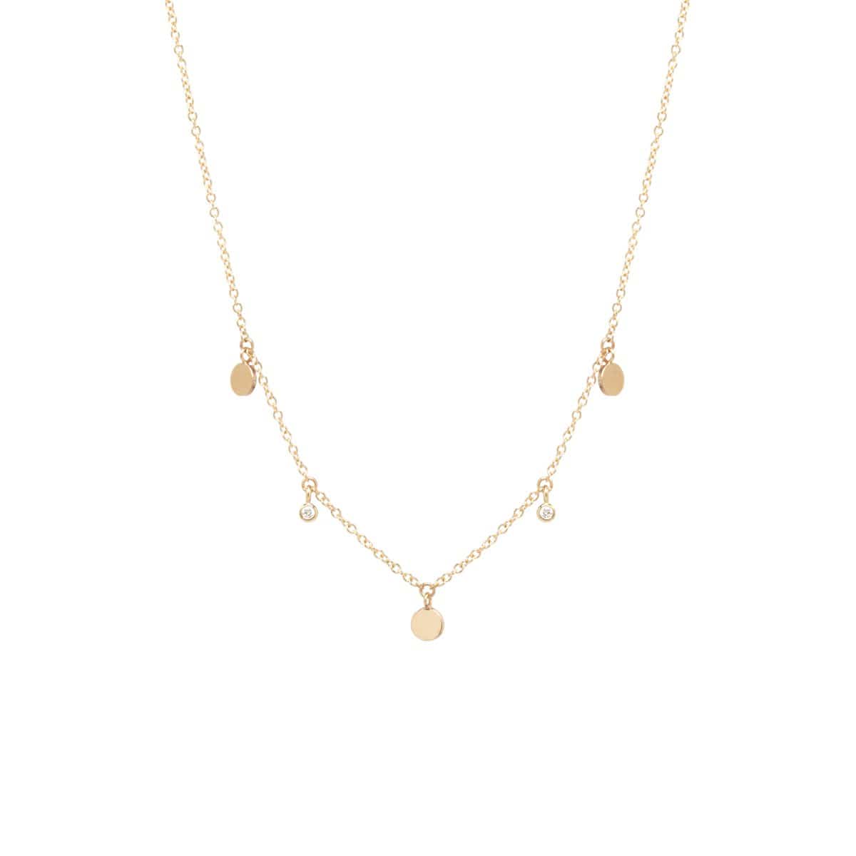 14K Yellow Gold Diamond Disc Necklace