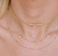 14K Yellow Gold Diamond Disc Necklace