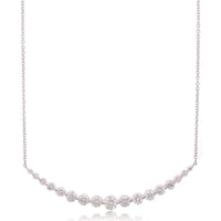 18K White Gold Curved Diamond Necklace