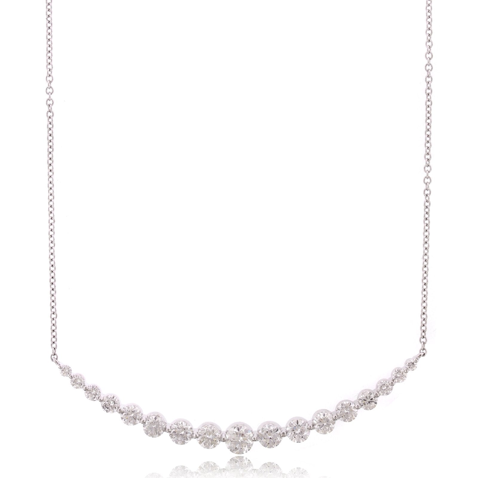 18K White Gold Curved Diamond Necklace