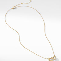 Double Heart Pendant Necklace in 18K Yellow Gold with Diamonds