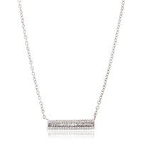 14K White Gold Diamond Baguette Bar Necklace