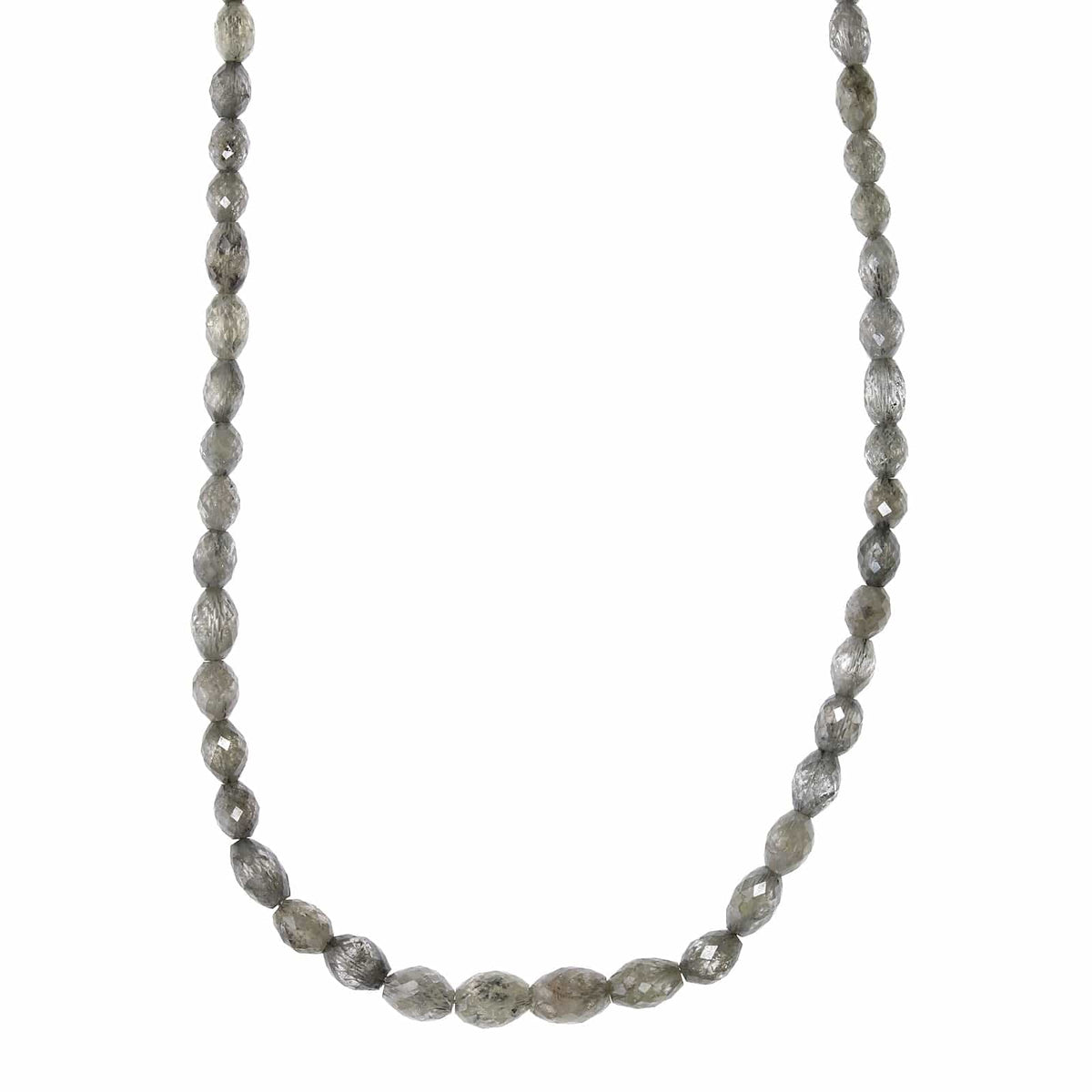 Natural Silver Diamond Graduated Briolette Hank Necklace